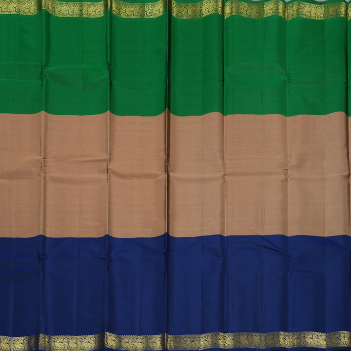 Hayagrivas Muppagam(Green,Sandal And Blue) Handloom Kanjivaram Silk Saree KBE267E4-2