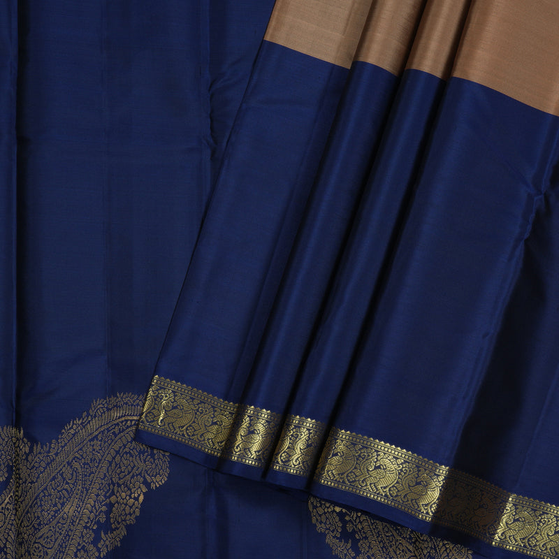 Hayagrivas Muppagam(Green,Sandal And Blue) Handloom Kanjivaram Silk Saree KBE267E4-2