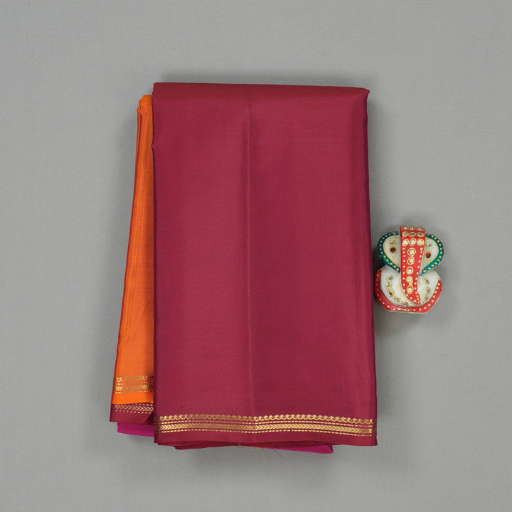 Hayagrivas Muppagam(Orange,Pink And Maroon) Handloom Kanjivaram Silk Saree KBE267E4-3