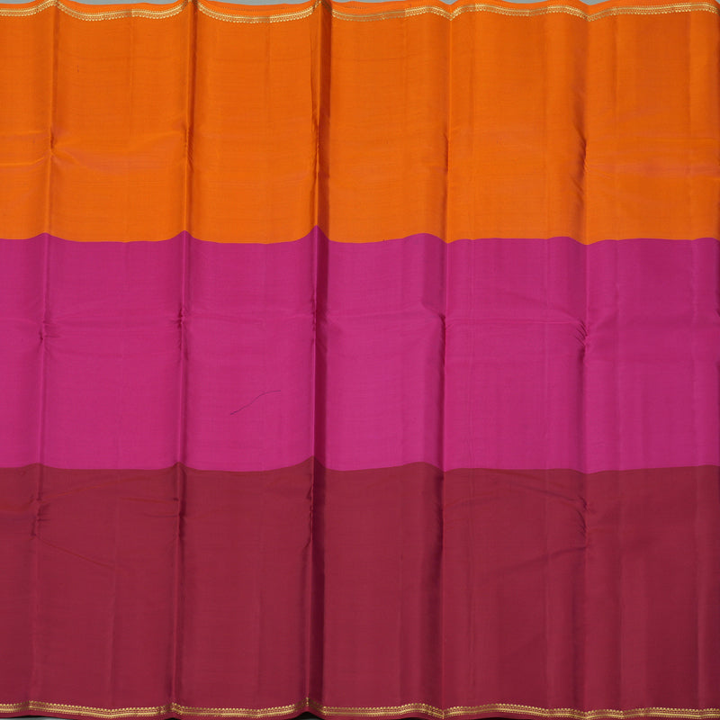 Hayagrivas Muppagam(Orange,Pink And Maroon) Handloom Kanjivaram Silk Saree KBE267E4-3