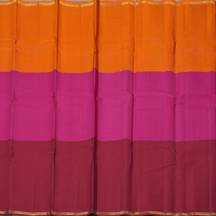 Hayagrivas Muppagam(Orange,Pink And Maroon) Handloom Kanjivaram Silk Saree KBE267E4-3
