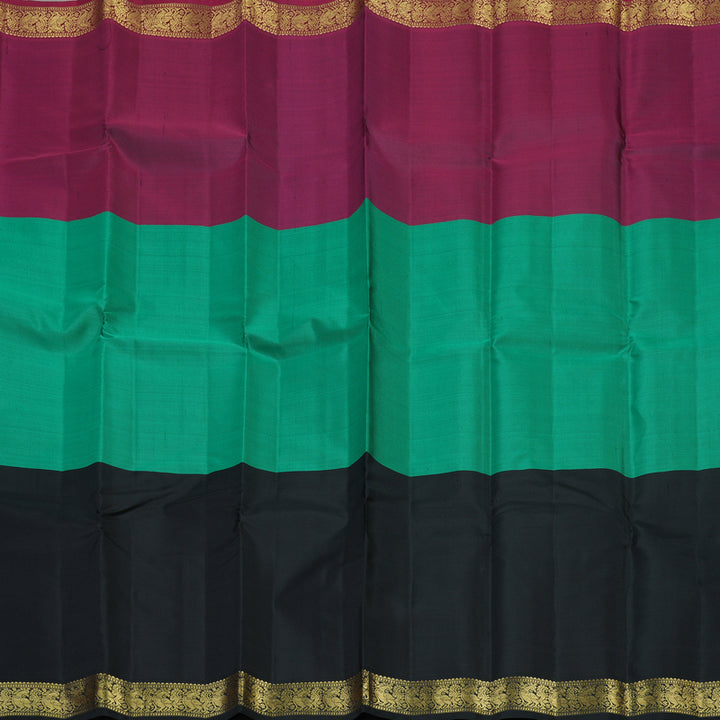 Hayagrivas Mubagam(Purple,Sea Blue And Black) Handloom Kanjivaram Silk Saree KBE267E4-8