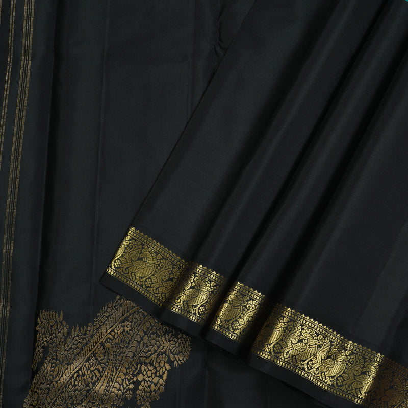 Hayagrivas Mubagam(Purple,Sea Blue And Black) Handloom Kanjivaram Silk Saree KBE267E4-8