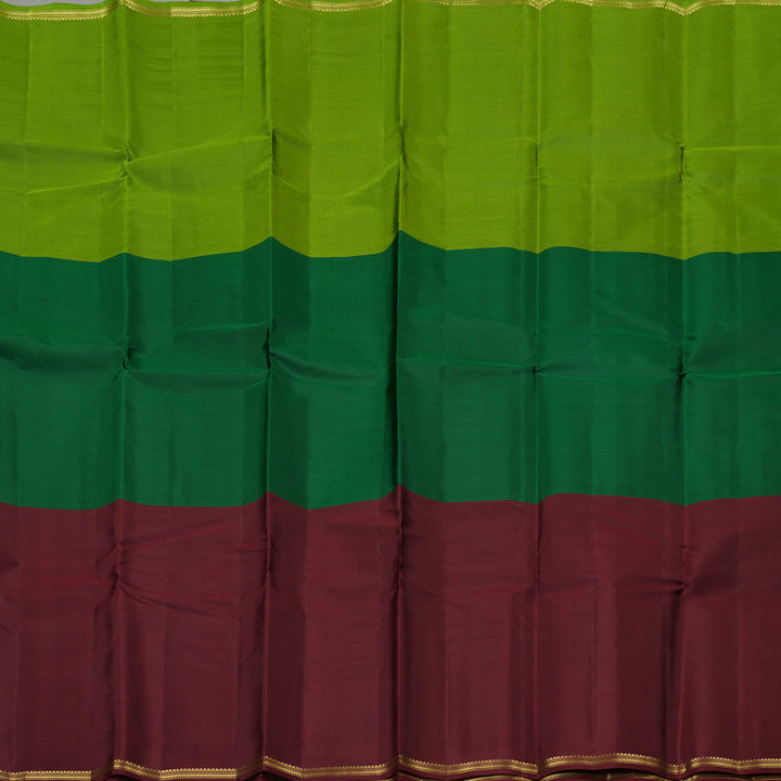 Hayagrivas Muppagam(Parrot Green,Bottle Green And Maroon) Handloom Kanjivaram Silk Saree KBE267E4-9