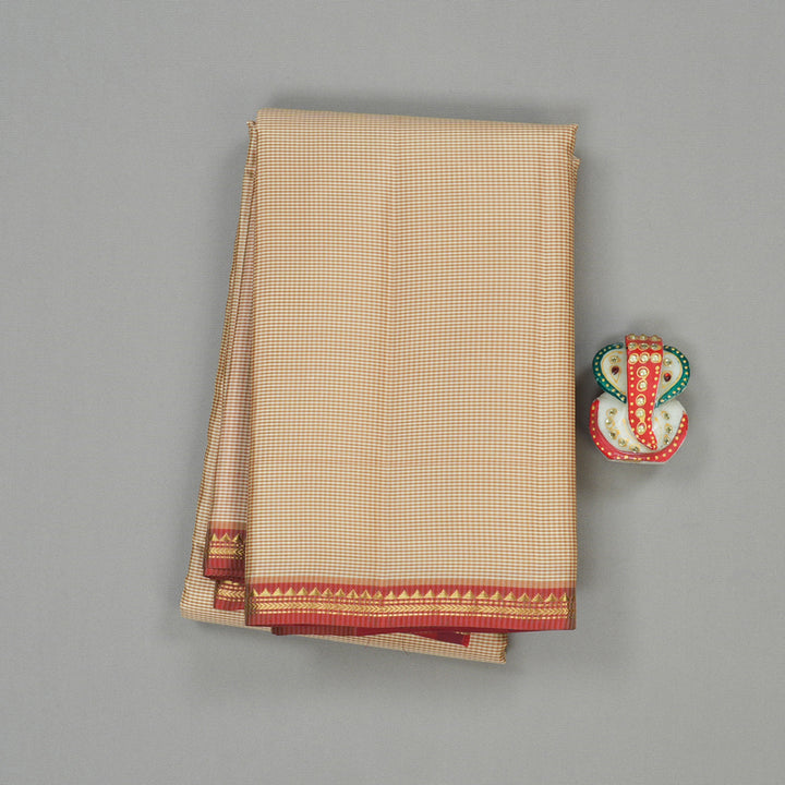 Hayagrivas Sandal Handloom Kanjivaram Silk Saree with Maroon Border KBE267E5-2