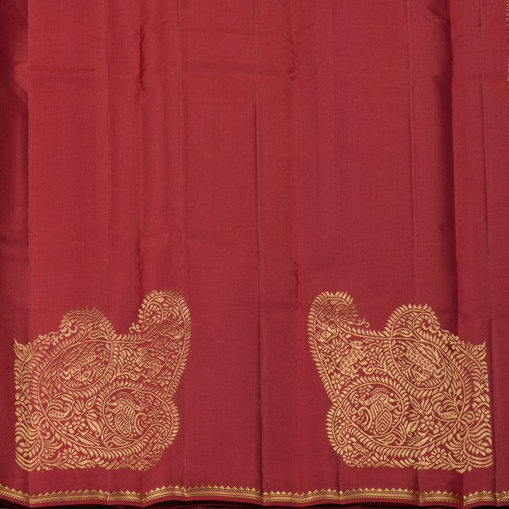 Hayagrivas Sandal Handloom Kanjivaram Silk Saree with Maroon Border KBE267E5-2