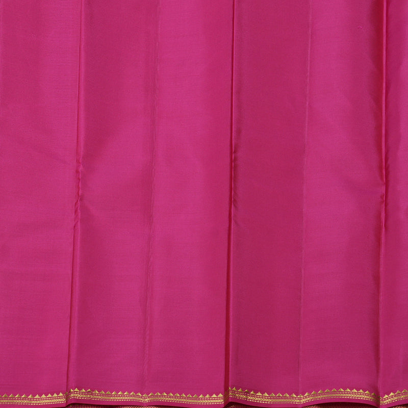 Hayagrivas Honey Mustard Handloom Kanjivaram Silk Saree with Pink Border KBE267E5-3