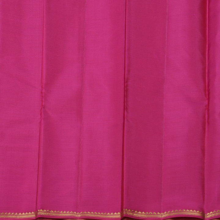 Hayagrivas Honey Mustard Handloom Kanjivaram Silk Saree with Pink Border KBE267E5-3