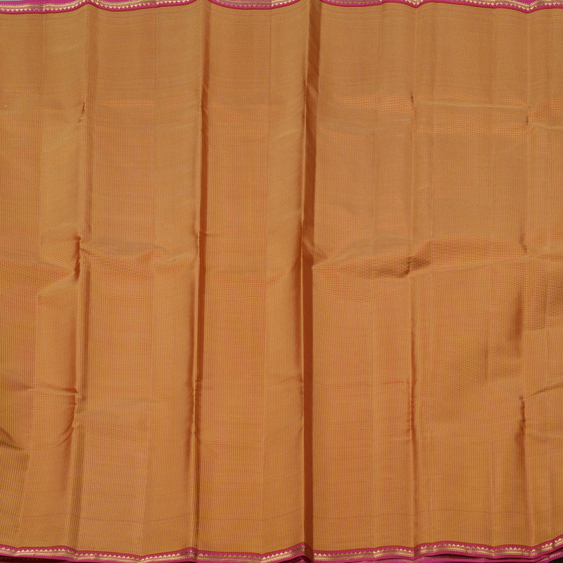 Hayagrivas Honey Mustard Handloom Kanjivaram Silk Saree with Pink Border KBE267E5-3