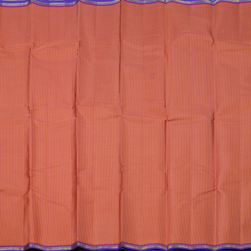 Hayagrivas Handloom Pure Kanjivaram Silk Saree in Rich Pink with Yellow Muted Checks KBE267E5-4