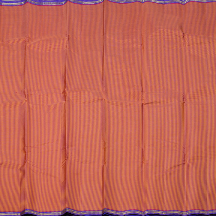 Hayagrivas Handloom Pure Kanjivaram Silk Saree in Rich Pink with Yellow Muted Checks KBE267E5-4