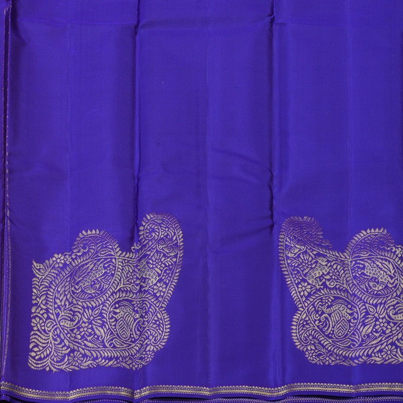 Hayagrivas Handloom Pure Kanjivaram Silk Saree in Rich Pink with Yellow Muted Checks KBE267E5-4