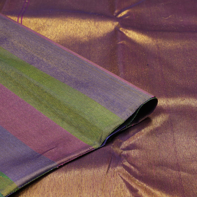 Hayagrivas Bluish Grey Handloom Kanjivaram Silk Saree with Multi Colour Border KBE270E4-1