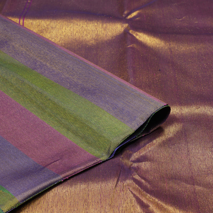 Hayagrivas Bluish Grey Handloom Kanjivaram Silk Saree with Multi Colour Border KBE270E4-1