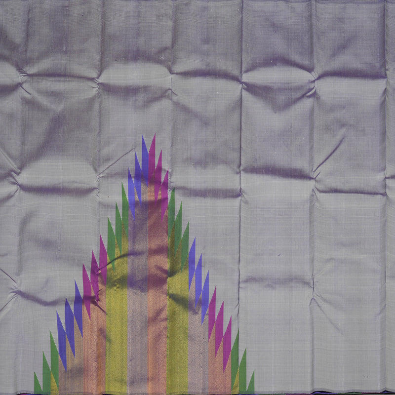 Hayagrivas Bluish Grey Handloom Kanjivaram Silk Saree with Multi Colour Border KBE270E4-1