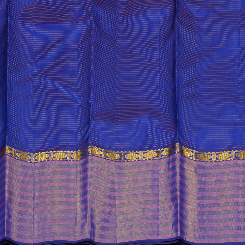 Hayagrivas Blue Handloom Kanjivaram Silk Saree with Purple With Blue Border KBE272E1-2