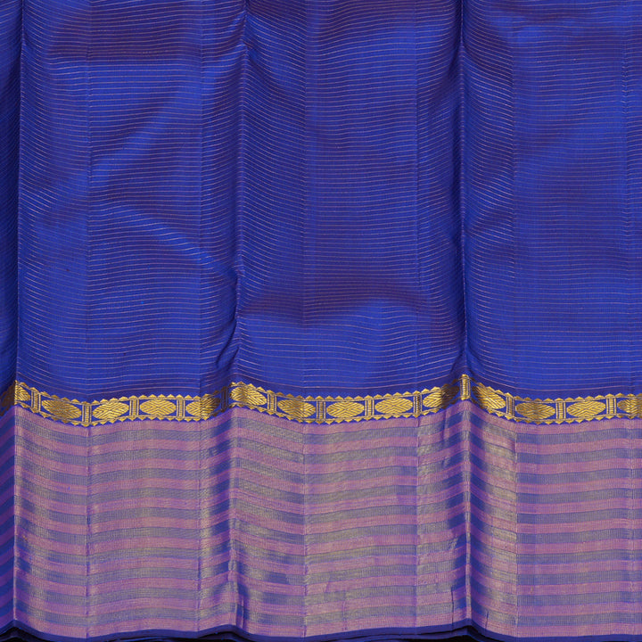 Hayagrivas Blue Handloom Kanjivaram Silk Saree with Purple With Blue Border KBE272E1-2