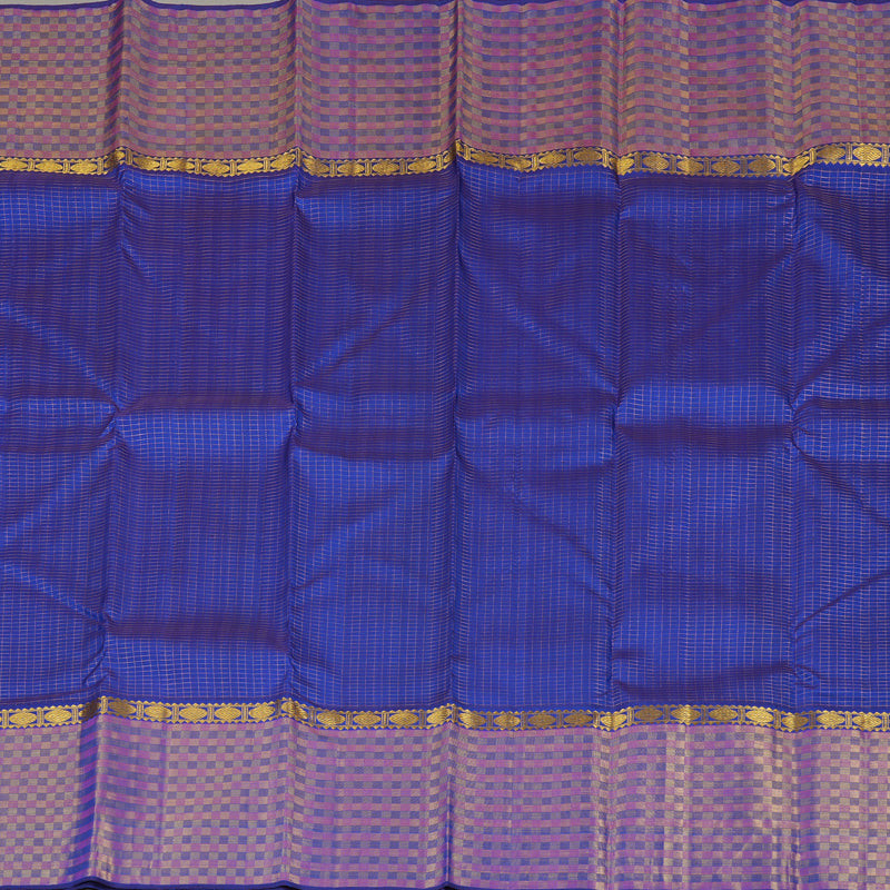 Hayagrivas Blue Handloom Kanjivaram Silk Saree with Purple With Blue Border KBE272E1-2