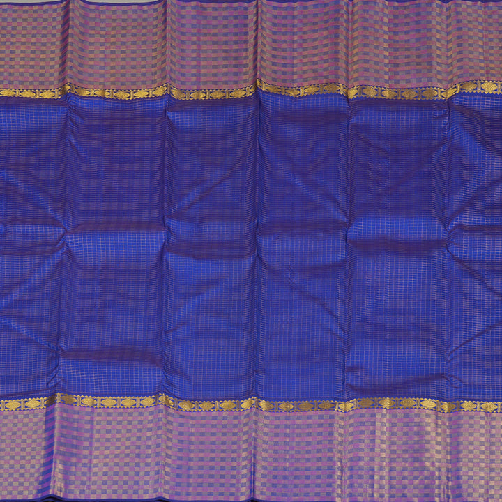 Hayagrivas Blue Handloom Kanjivaram Silk Saree with Purple With Blue Border KBE272E1-2