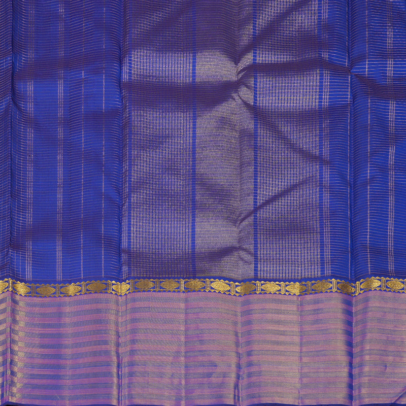 Hayagrivas Blue Handloom Kanjivaram Silk Saree with Purple With Blue Border KBE272E1-2