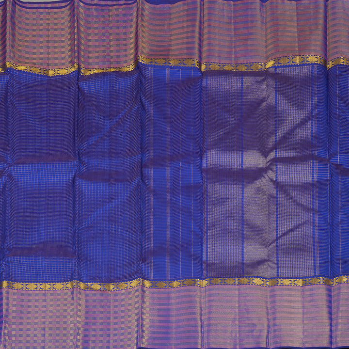 Hayagrivas Blue Handloom Kanjivaram Silk Saree with Purple With Blue Border KBE272E1-2