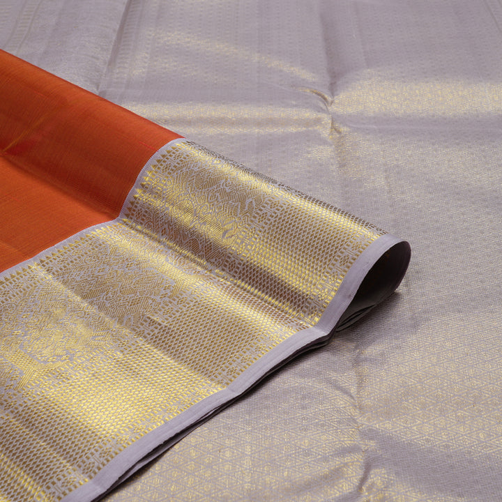 Hayagrivas Handloom Pure Kanjivaram Silk Saree in Vibrant Brick Orange KBE273E1-1