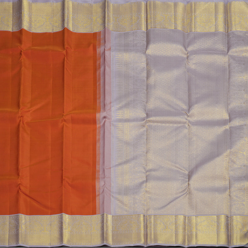 Hayagrivas Handloom Pure Kanjivaram Silk Saree in Vibrant Brick Orange KBE273E1-1
