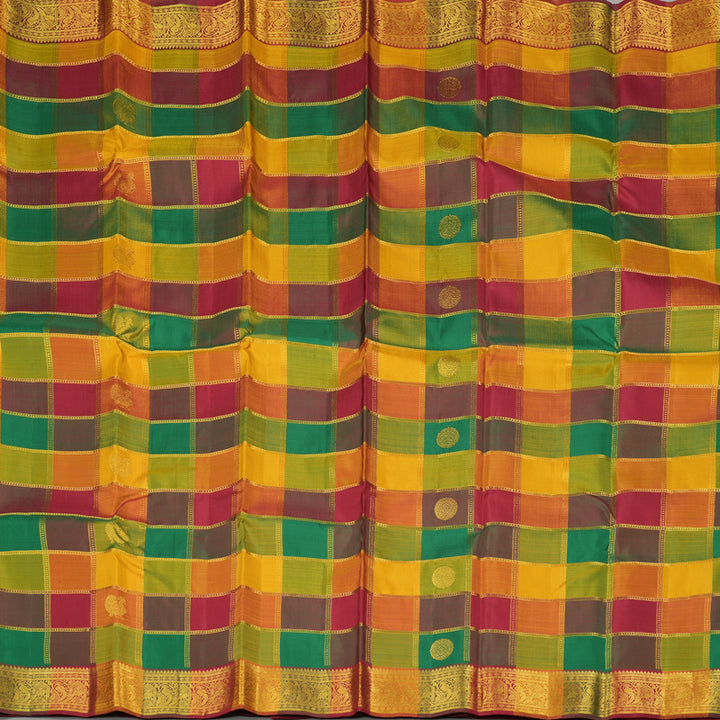 Hayagrivas Multi Colour Checks Handloom Kanjivaram Silk Saree KBE27D3-1