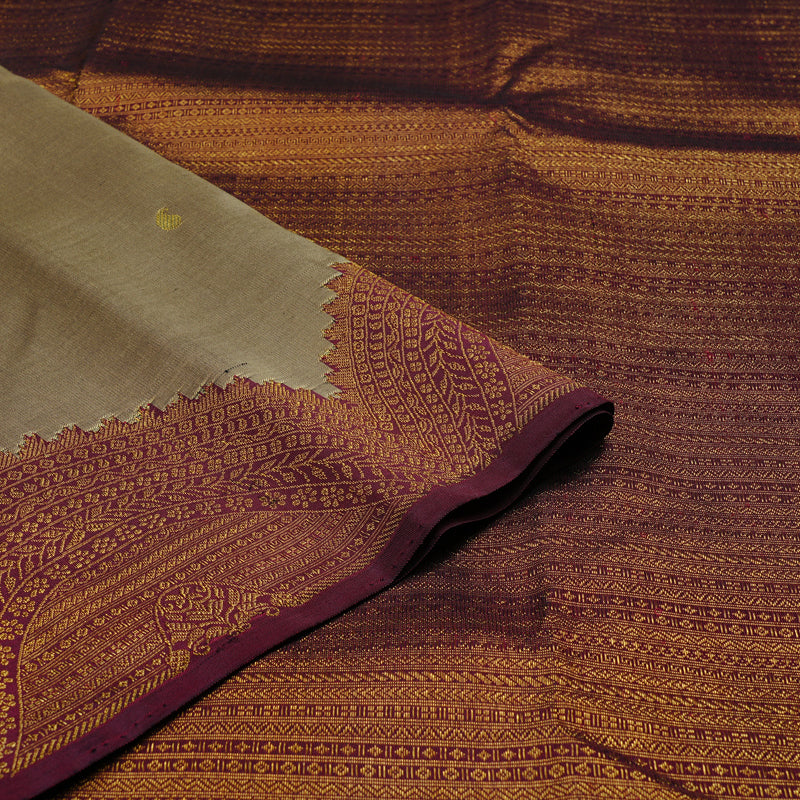 Hayagrivas Sandal Handloom Kanjivaram Silk Saree with Wine Maroon Border KBE27D5-1