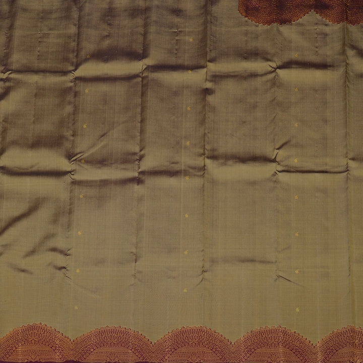 Hayagrivas Sandal Handloom Kanjivaram Silk Saree with Wine Maroon Border KBE27D5-1