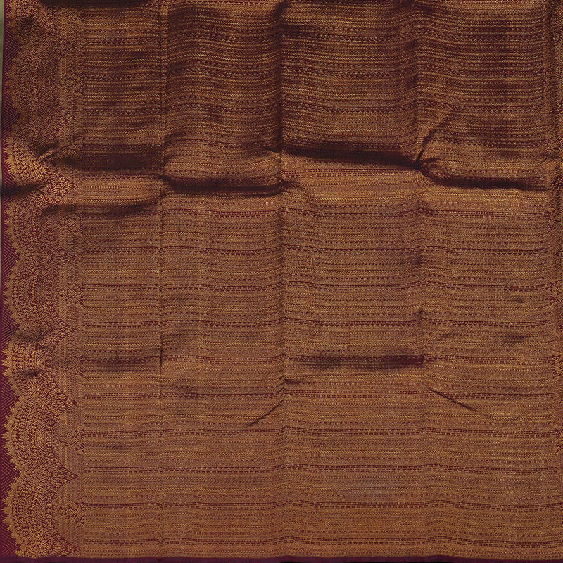Hayagrivas Sandal Handloom Kanjivaram Silk Saree with Wine Maroon Border KBE27D5-1