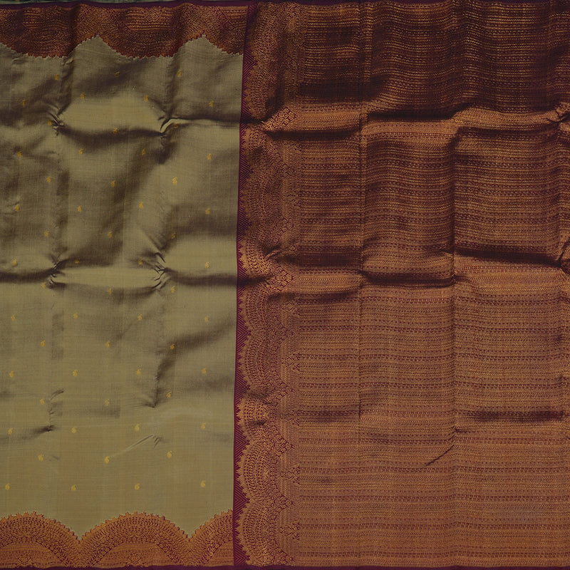 Hayagrivas Sandal Handloom Kanjivaram Silk Saree with Wine Maroon Border KBE27D5-1