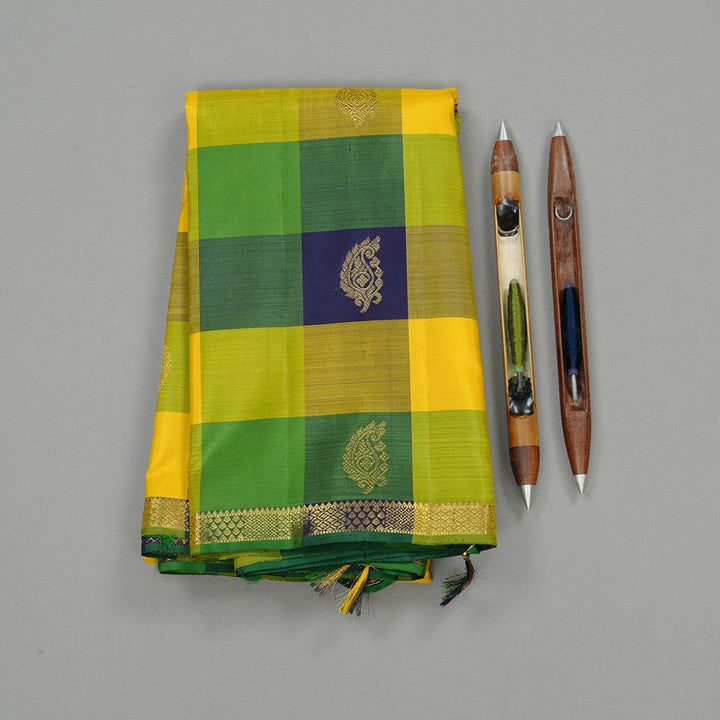 Hayagrivas Multi Colour Checks Handloom Kanjivaram Silk Saree KBE27D7-1