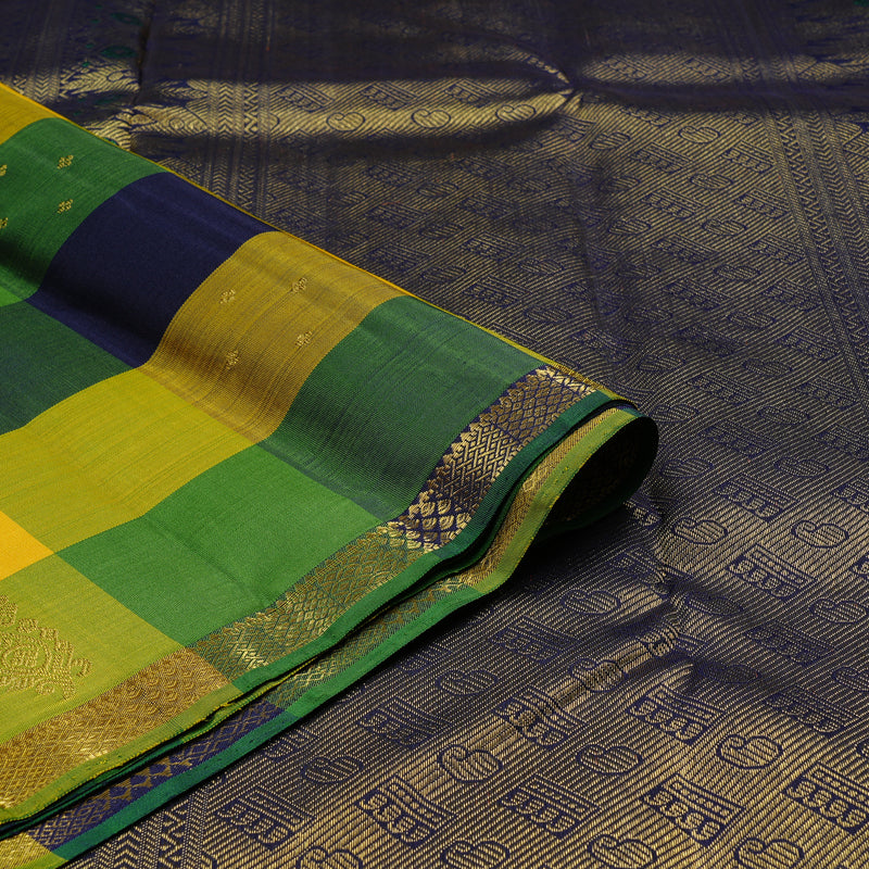 Hayagrivas Multi Colour Checks Handloom Kanjivaram Silk Saree KBE27D7-1