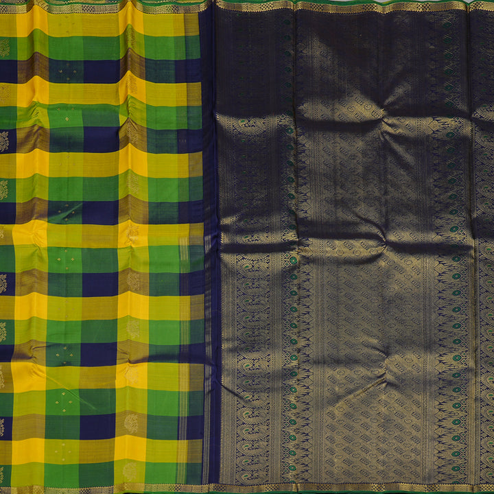 Hayagrivas Multi Colour Checks Handloom Kanjivaram Silk Saree KBE27D7-1
