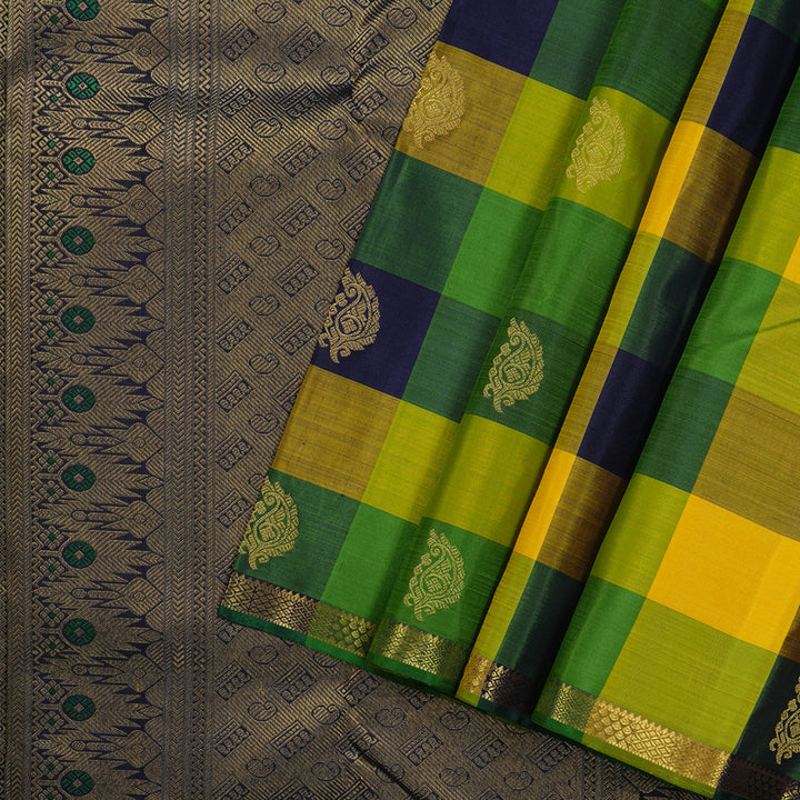 Hayagrivas Multi Colour Checks Handloom Kanjivaram Silk Saree KBE27D7-1