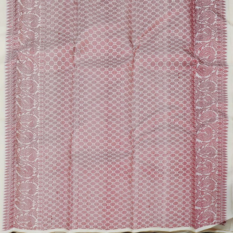 Hayagrivas Half White Handloom Kanjivaram Silk Saree KBE280E1-2