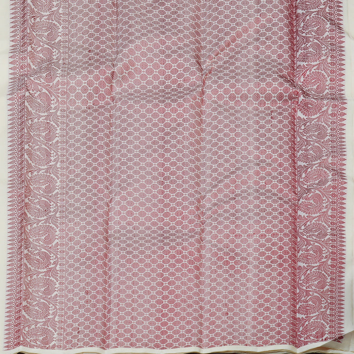 Hayagrivas Half White Handloom Kanjivaram Silk Saree KBE280E1-2