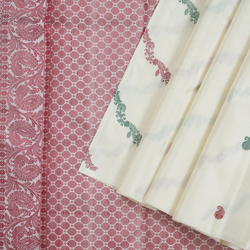 Hayagrivas Half White Handloom Kanjivaram Silk Saree KBE280E1-2