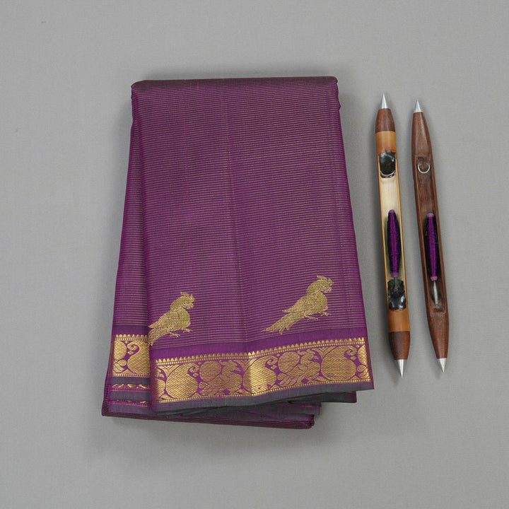 Hayagrivas Handloom Kanjivaram silk saree in attractive Dark purple Vairaoosi KBE280E11-8