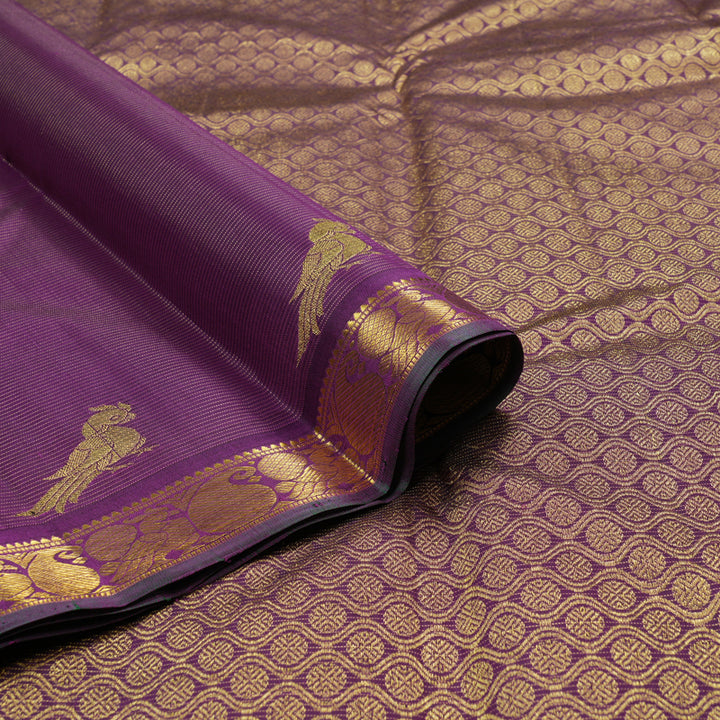 Hayagrivas Handloom Kanjivaram silk saree in attractive Dark purple Vairaoosi KBE280E11-8