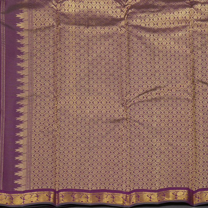 Hayagrivas Handloom Kanjivaram silk saree in attractive Dark purple Vairaoosi KBE280E11-8