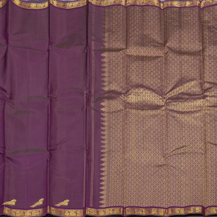 Hayagrivas Handloom Kanjivaram silk saree in attractive Dark purple Vairaoosi KBE280E11-8