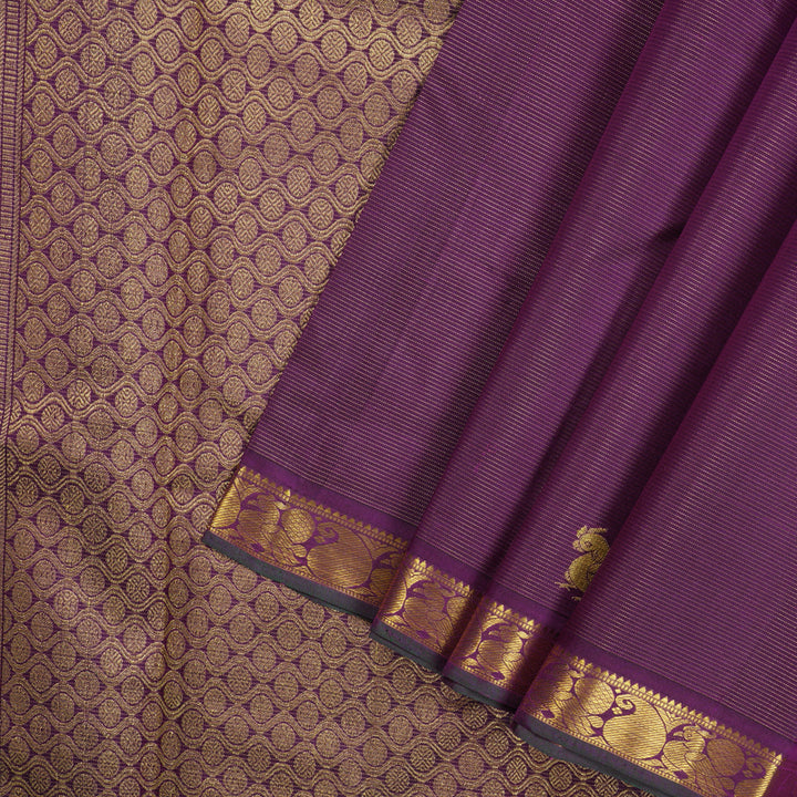 Hayagrivas Handloom Kanjivaram silk saree in attractive Dark purple Vairaoosi KBE280E11-8