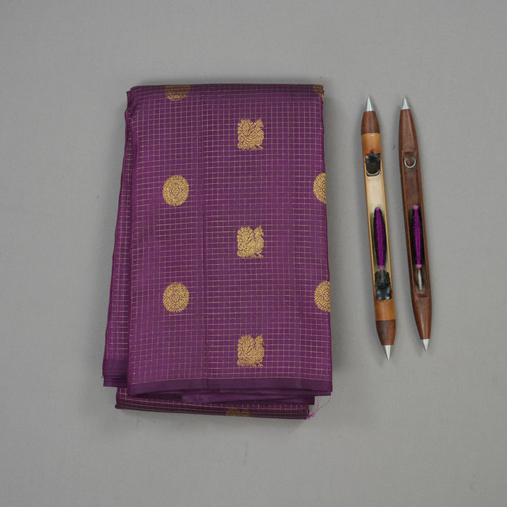 Hayagrivas Handloom Deep Violet Kanjivaram Silk Saree KBE280E13-1