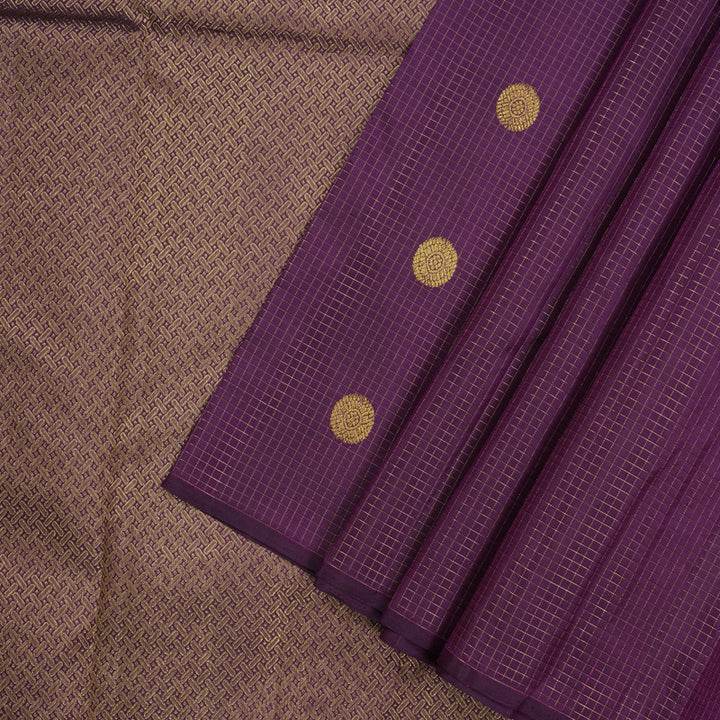 Hayagrivas Handloom Deep Violet Kanjivaram Silk Saree KBE280E13-1