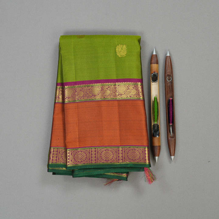 Hayagrivas Handloom Pure Kanjivaram Silk Saree In Exquisite Olive Green KBE280E2-2