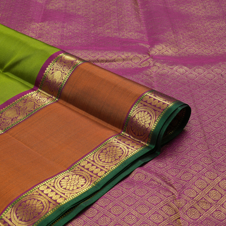 Hayagrivas Handloom Pure Kanjivaram Silk Saree In Exquisite Olive Green KBE280E2-2