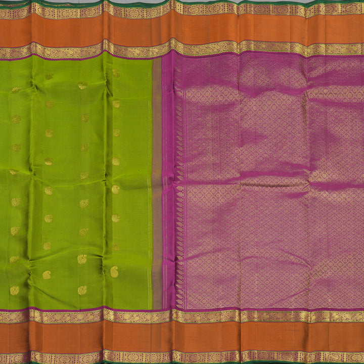 Hayagrivas Handloom Pure Kanjivaram Silk Saree In Exquisite Olive Green KBE280E2-2