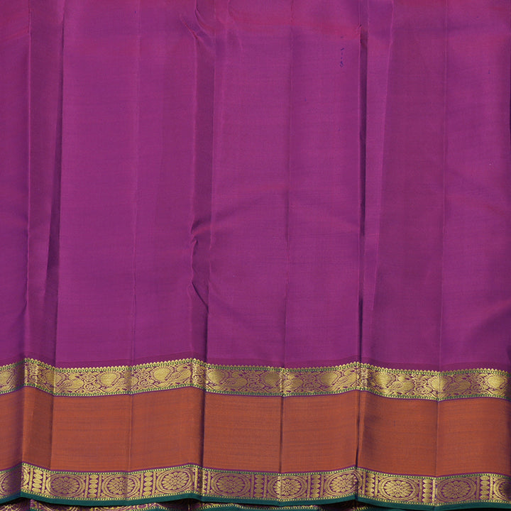 Hayagrivas Handloom Kanjivaram silk saree in Dark blue with Retta pet burnt orange KBE280E2-4